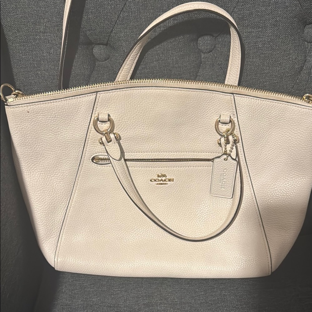Coach Cream Pebbled Leather Tote